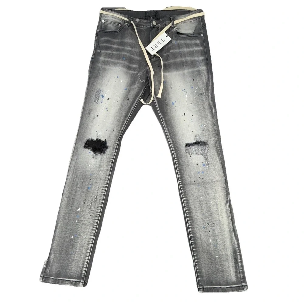 THRT STEEL GRAY‎  SPLATTER JEANS SIZE 40 X32 MENS